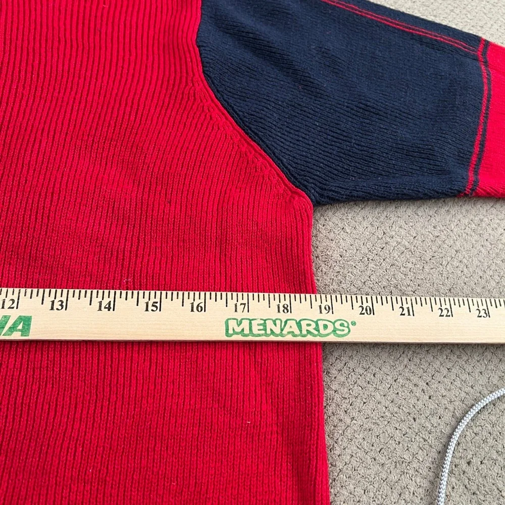 Vintage 1990s Old Navy Red‎ Navy Blue Colorblock Striped Knit Sweater Size 8
